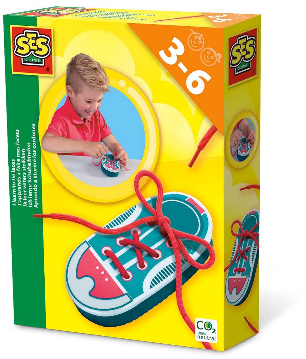 SES Creative – Ik Leer Veters Strikken – Schoen van Foam met Veters – Educatief Speelgoed vanaf 3 jaar