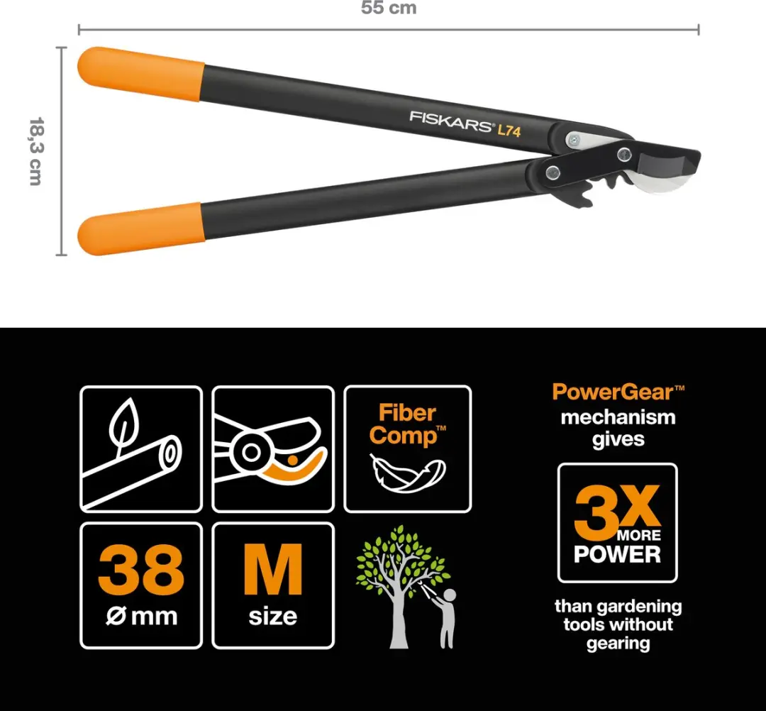 Fiskars Powergear II Takkenschaar 57cm - Ø38mm