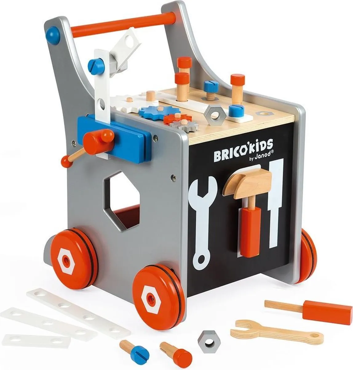 Janod Brico'kids Magnetische DIY Trolley - Grijs/Hout
