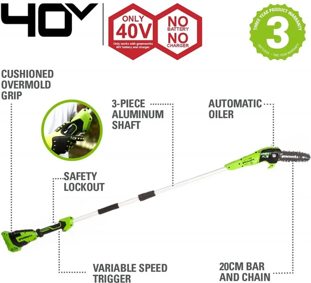 Greenworks 40V Accu Takkenzaag - 2.0Ah Accu & Oplader