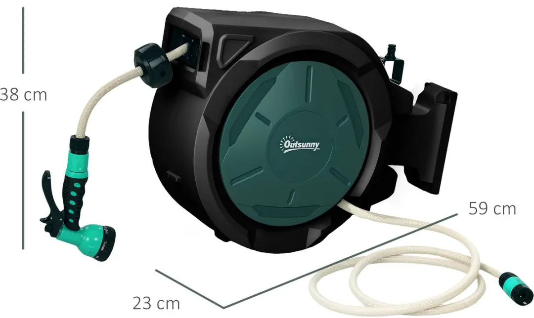 Outsunny Slanghaspel 15mm - 2m - Zwart
