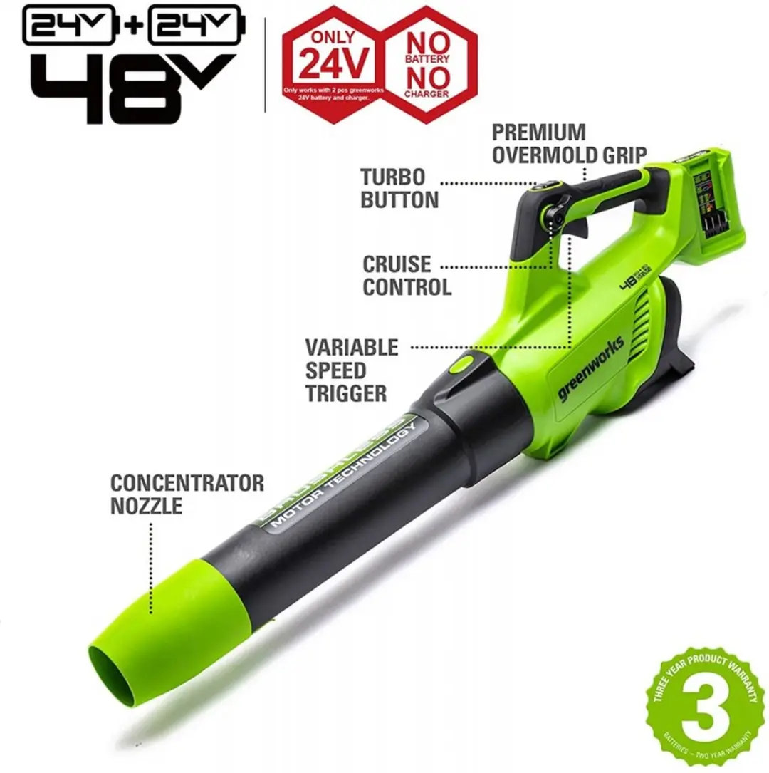 Greenworks 48V Accu Bladblazer - 1152W - 217 km/h - 2x 2000mAh - afbeelding 6 van 6