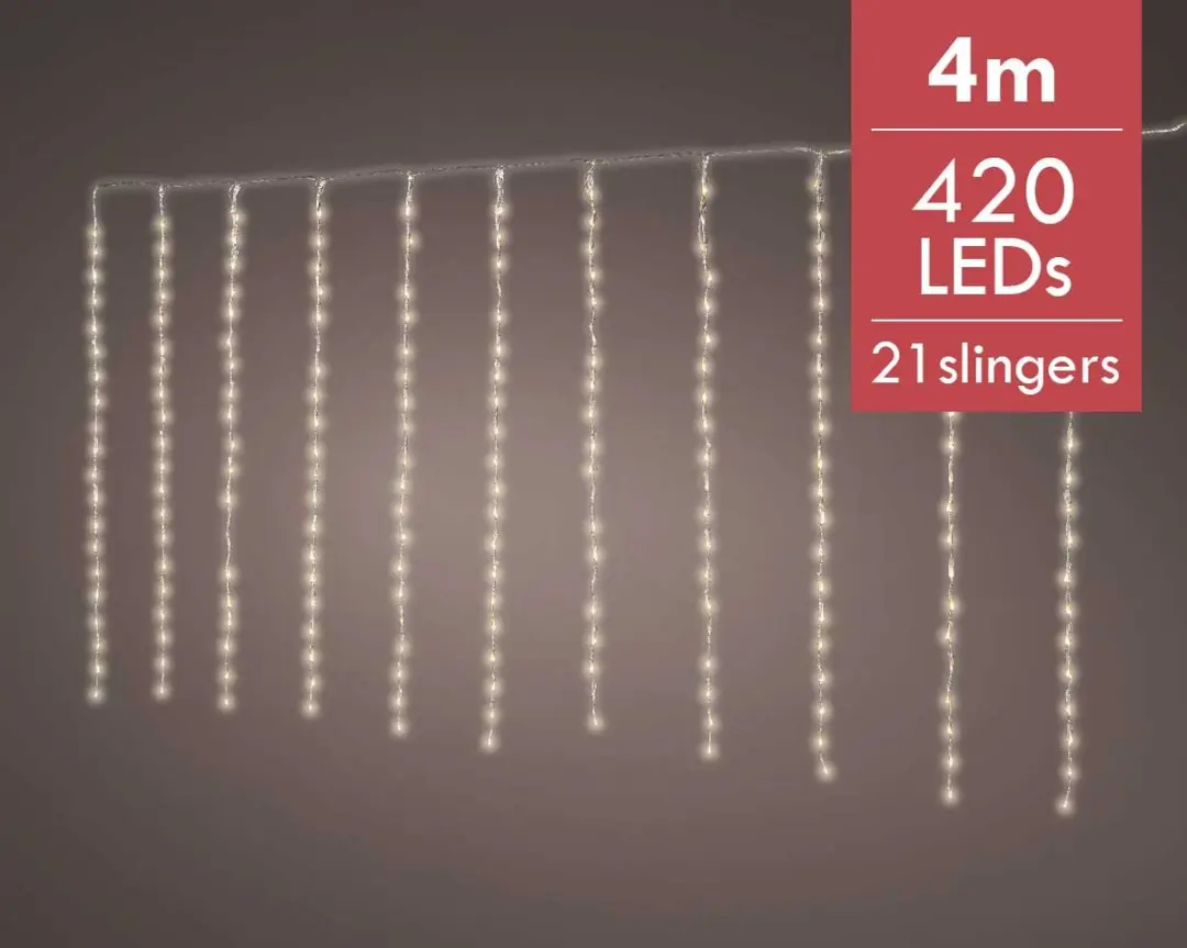 Lumineo LED Gordijnverlichting Balkon 400x100cm - Warm Wit - Zwart - afbeelding 6 van 6