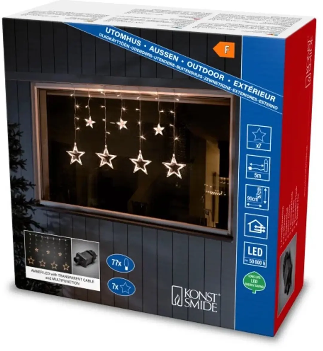 Konstsmide Lichtgordijn Kerstverlichting 77 LEDs - 0,9m - Warm wit
