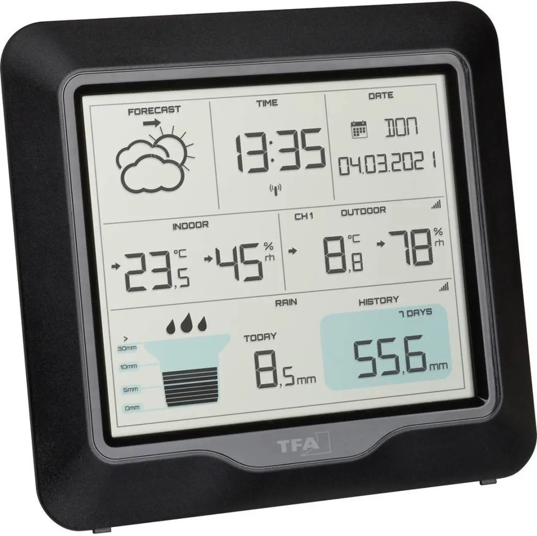 TFA Dostmann RAIN PRO 35.1160.01 Draadloos Weerstation - Zwart