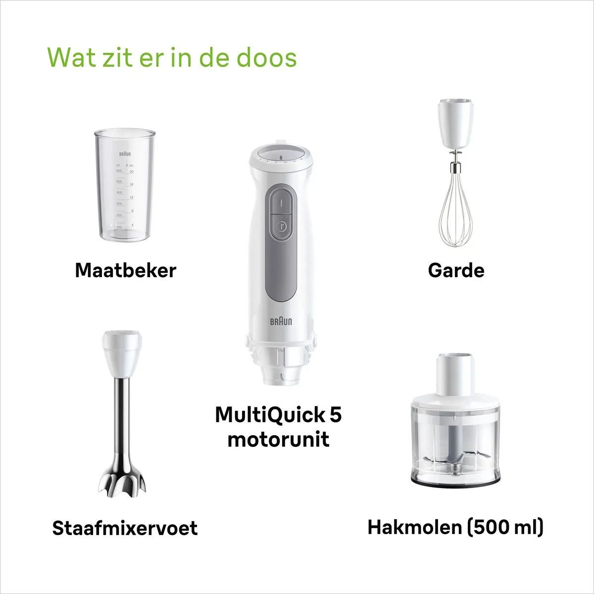 Braun MultiQuick 5 MQ50.236M Staafmixer - 1000W - Wit