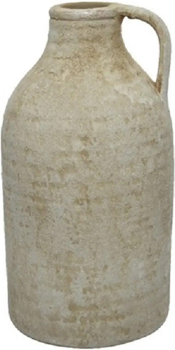 Decoris Kruik Aardewerk 2x - Ø15xH30cm - Crème