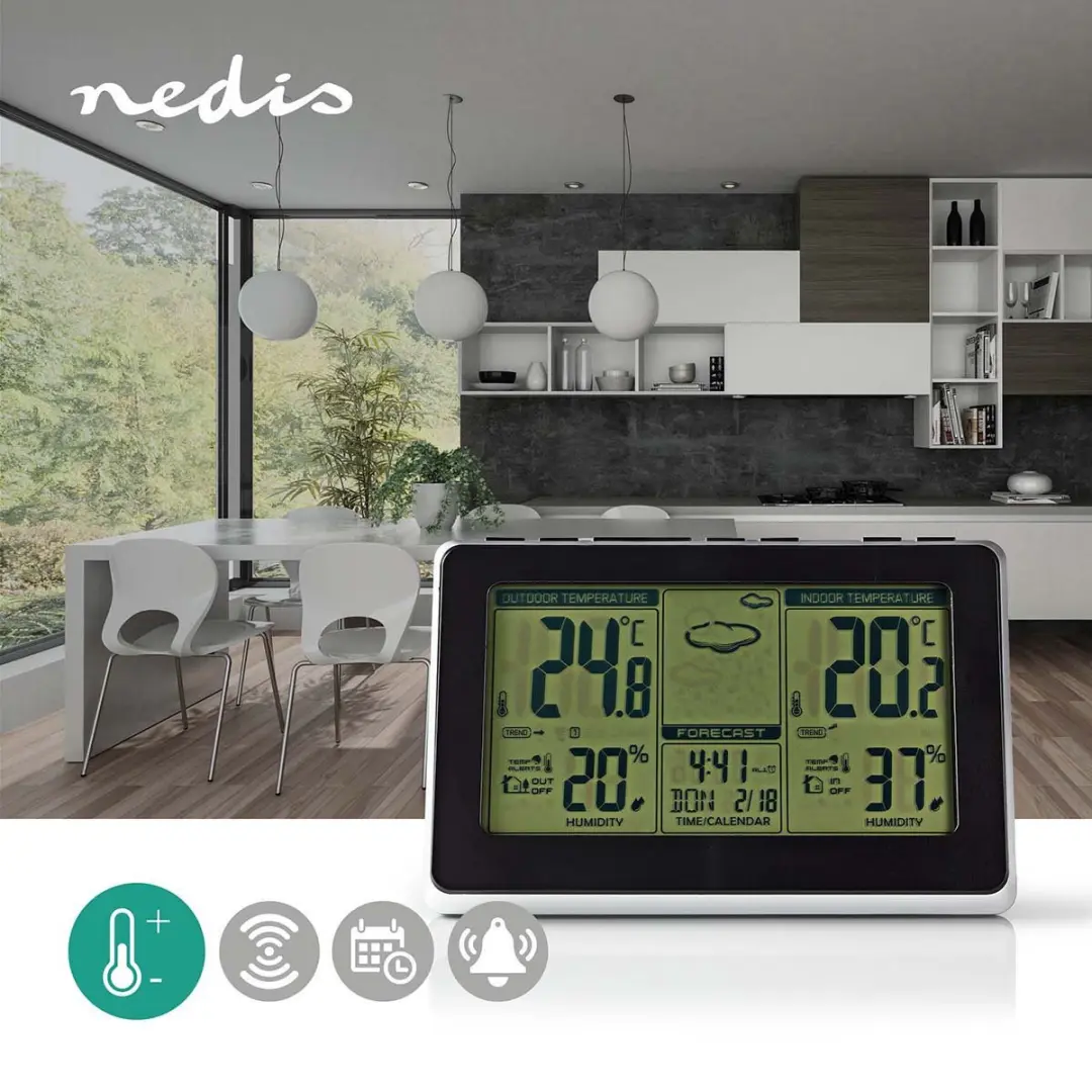 Nedis Weerstation Binnen & Buiten - Zwart