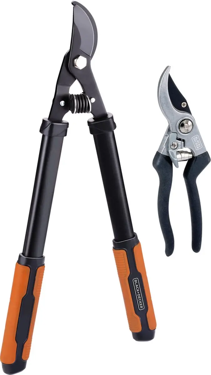 BLACK+DECKER Snoeigereedschap 2-delig - Takkenschaar 53cm & Snoeischaar 20cm - Zwart/ Oranje