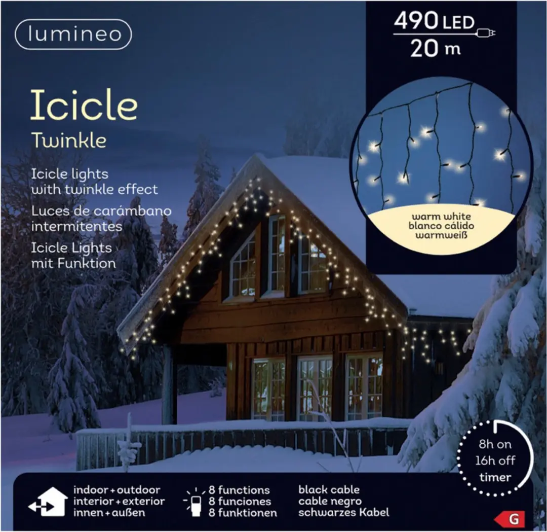 Lumineo Kerstverlichting IJspegels 490W Warm Wit