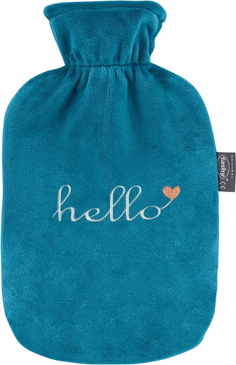 Fashy Velours Warmwaterkruik Blauw Hello