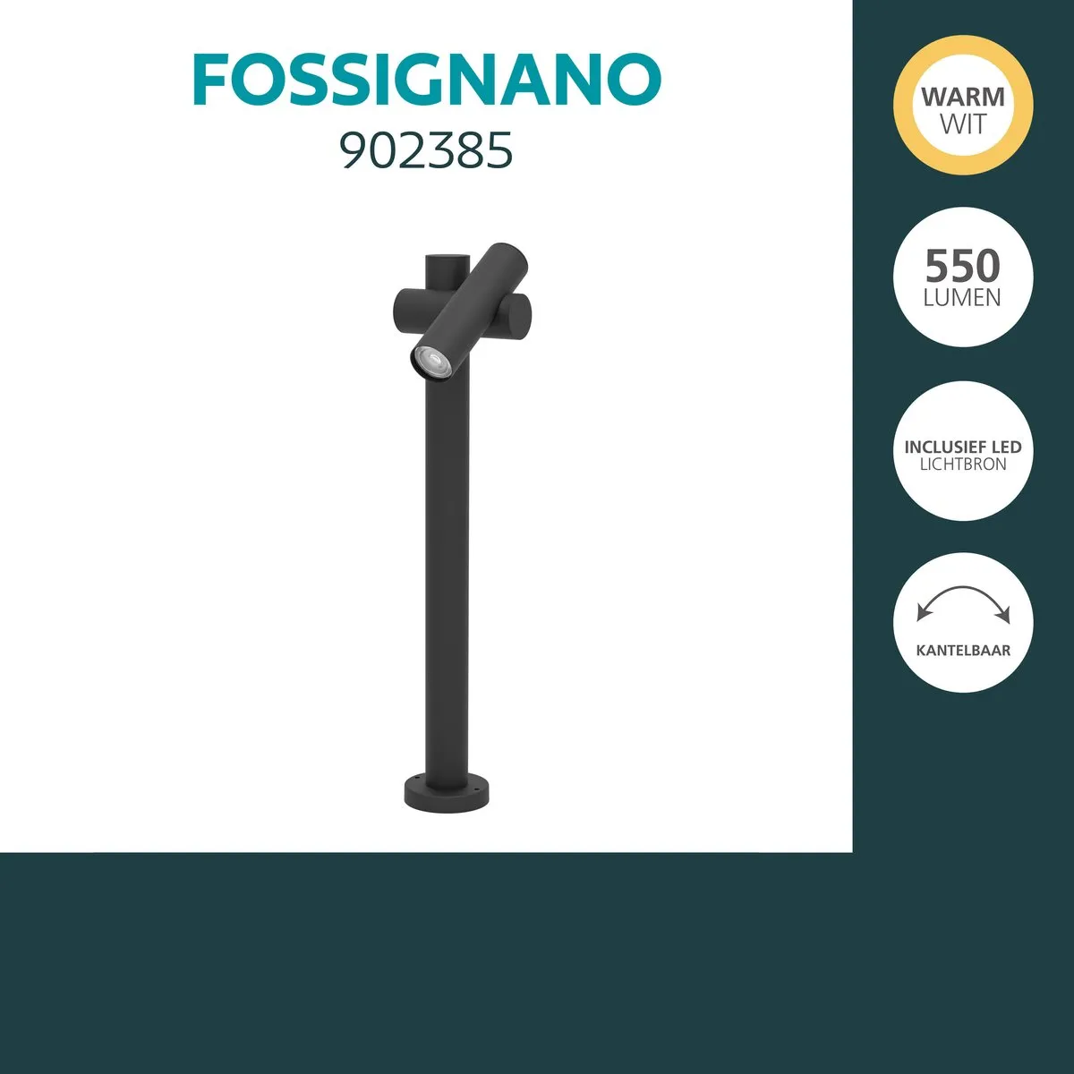 Eglo Fossignano Staande Lamp Buiten LED 70cm - Zwart - afbeelding 6 van 6