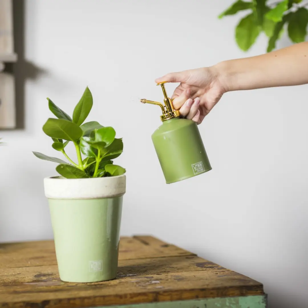 Esschert Design Plantenspuit 19,5cm - Olijfgroen/Goud