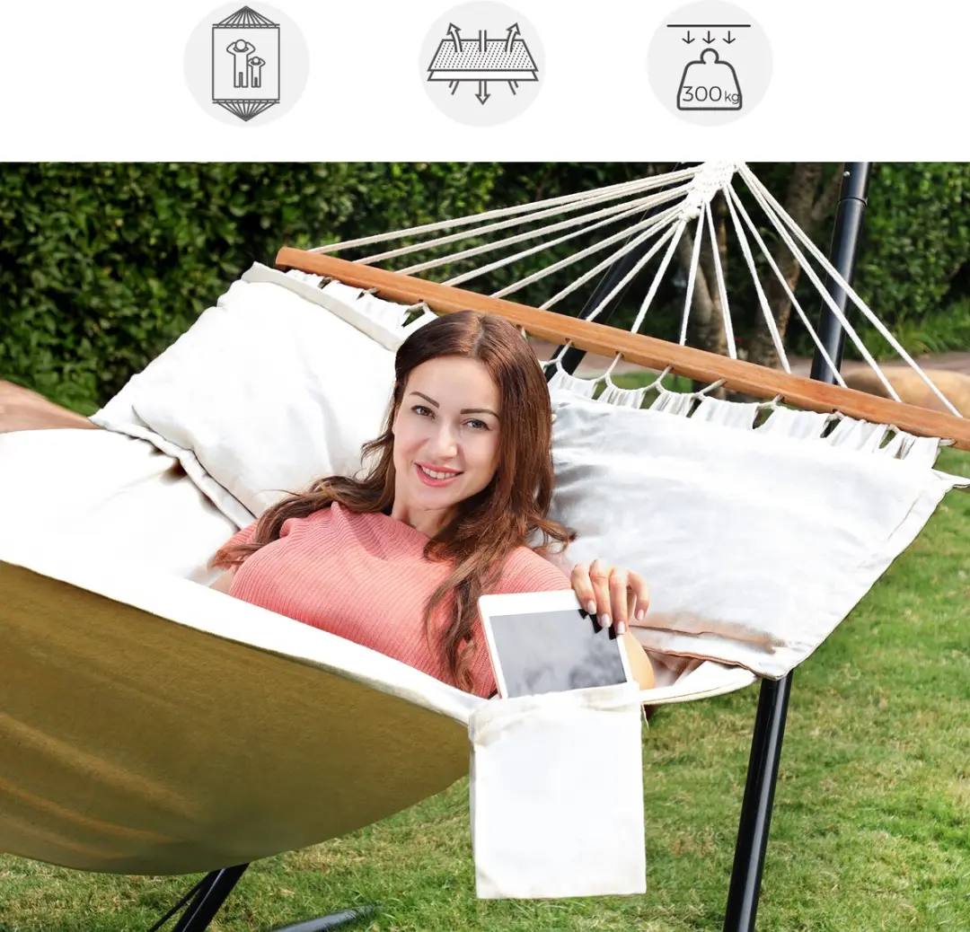 Songmics Hangmat Buiten 1 Persoon - 300 kg - Beige