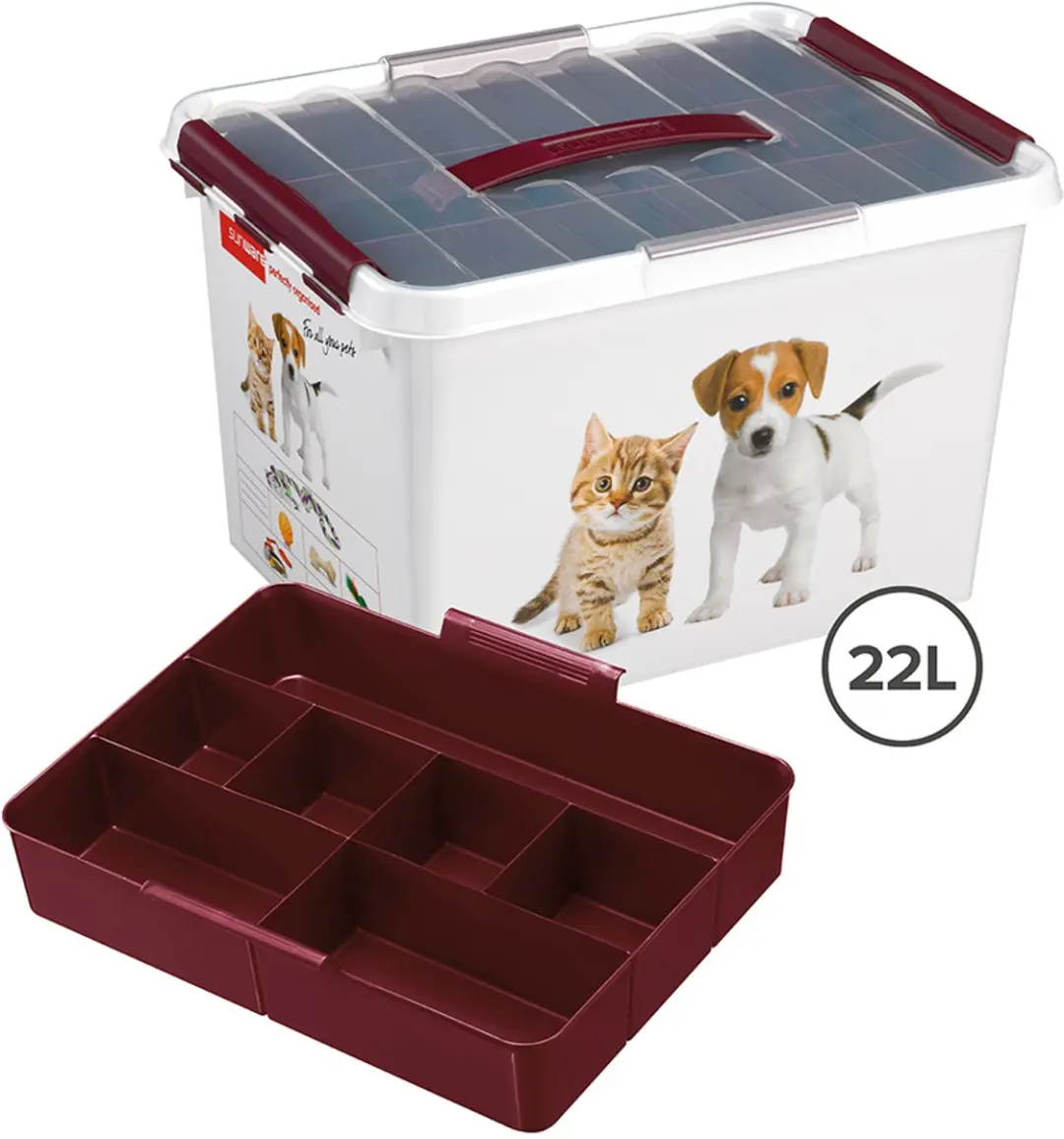 Sunware Q-line Huisdieren Opbergbox 22L - 40x30x26cm - Bordeaux