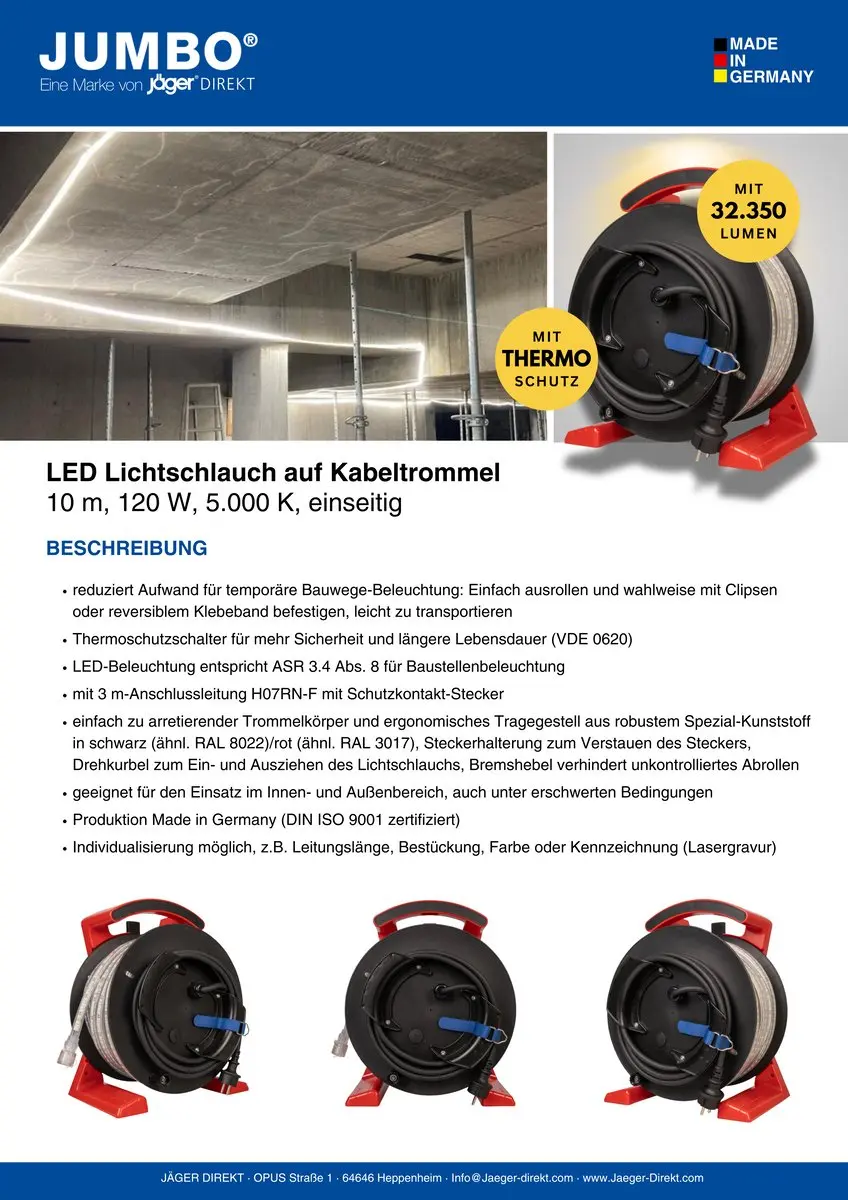 Jumbo LED Lichtslang op Haspel - Wit