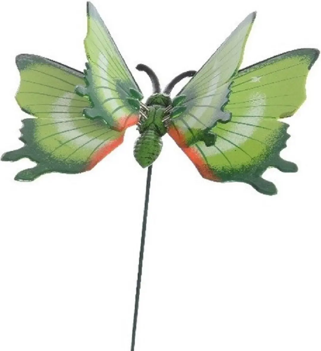 Decoris Tuin Deco Vlinder op Stok - Groen Metaal 70cm