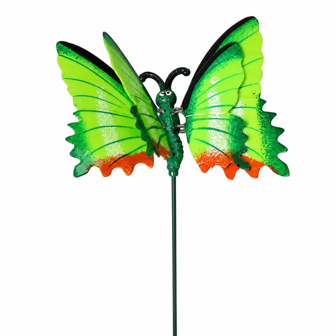 Decoris Tuin Deco Vlinder op Stok - Groen Metaal 70cm