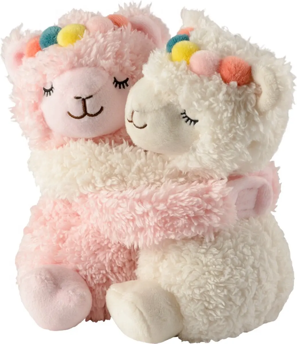 Warmies Knuffel Vriendjes Lamas - Roze/Offwhite