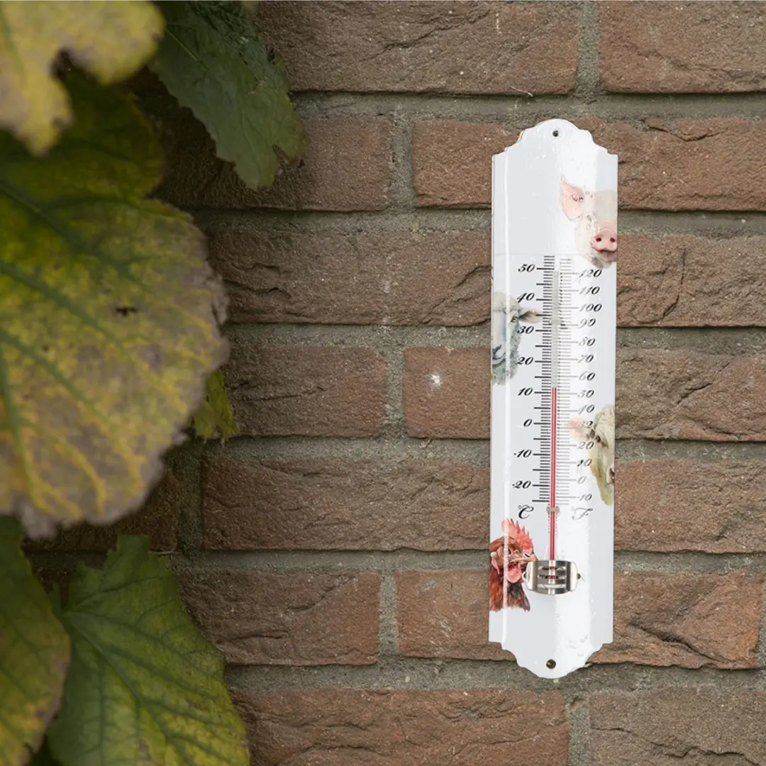 Esschert Design Thermometer Boerderijdierenprint 30x7cm