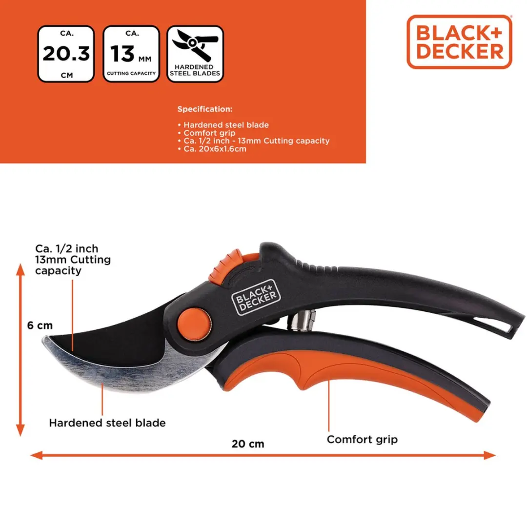 BLACK+DECKER Tuinschaar 13mm - Gehard Staal - afbeelding 6 van 6