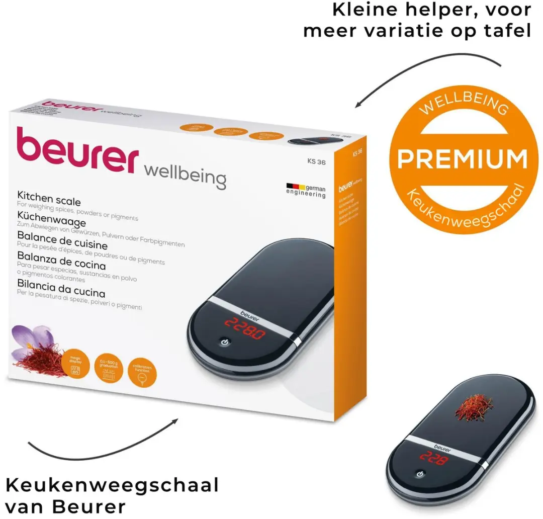 Beurer KS 36 Digitale Keukenweegschaal 5kg - Zwart