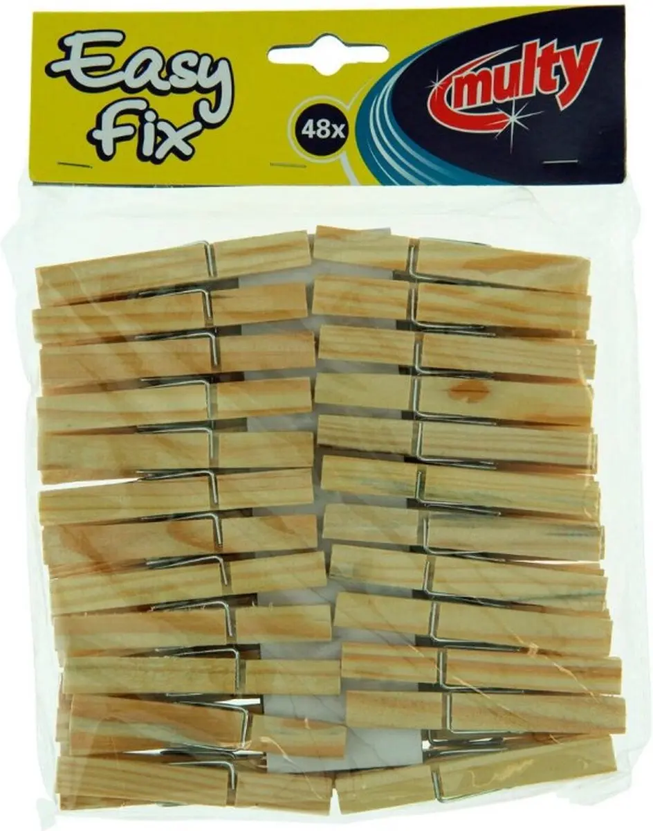 Multy Houten Wasknijpers - 48 Stuks