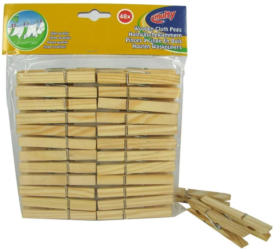 Multy Houten Wasknijpers - 48 Stuks