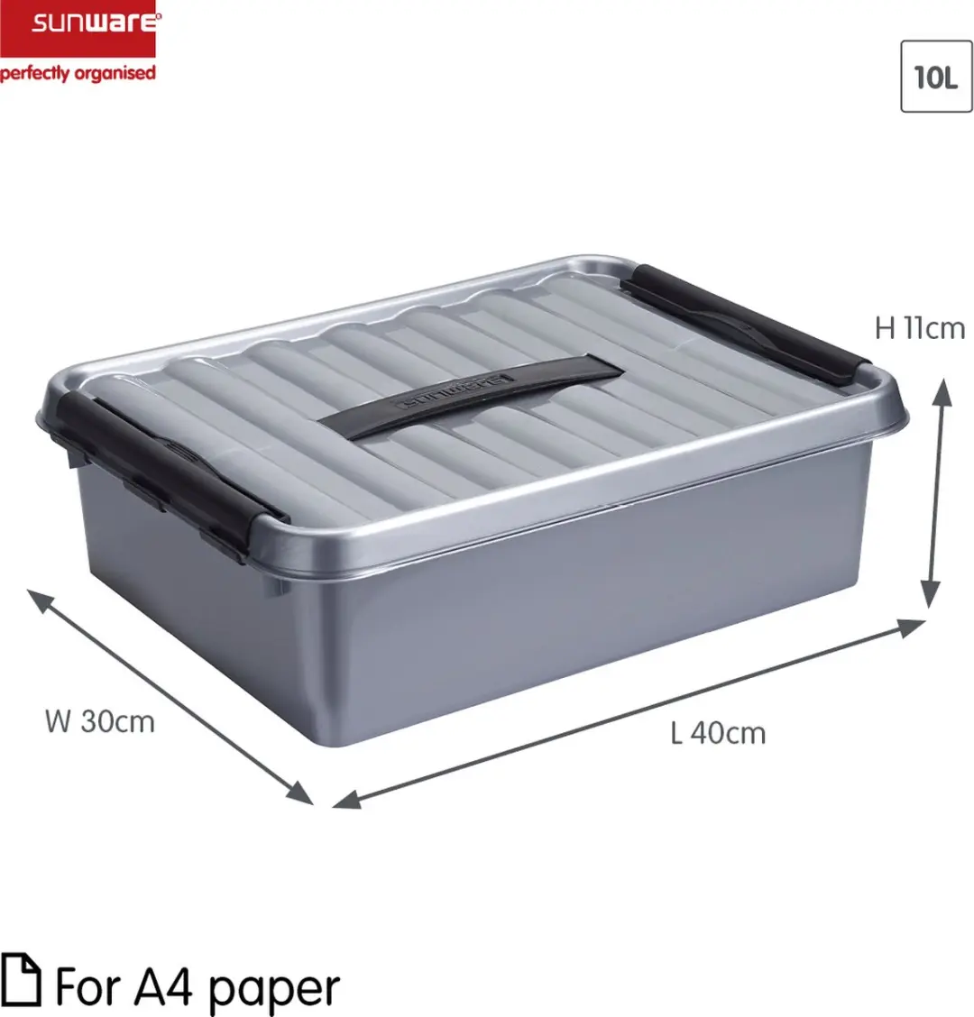 Sunware Q-line Opbergbox 10L Metaal - 40x30x11cm - afbeelding 2 van 2