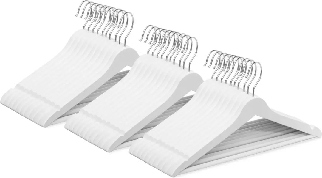 Wicotex Houten Kledinghanger Set 30 Stuks - Wit