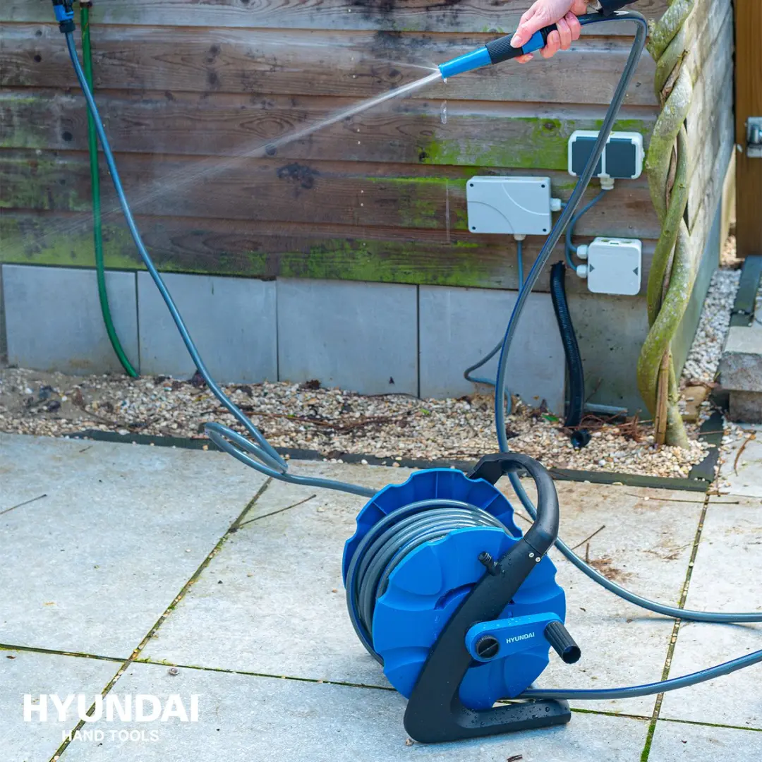 Hyundai Slanghaspel 20m 12mm - Zilver/Blauw/Zwart - afbeelding 6 van 6
