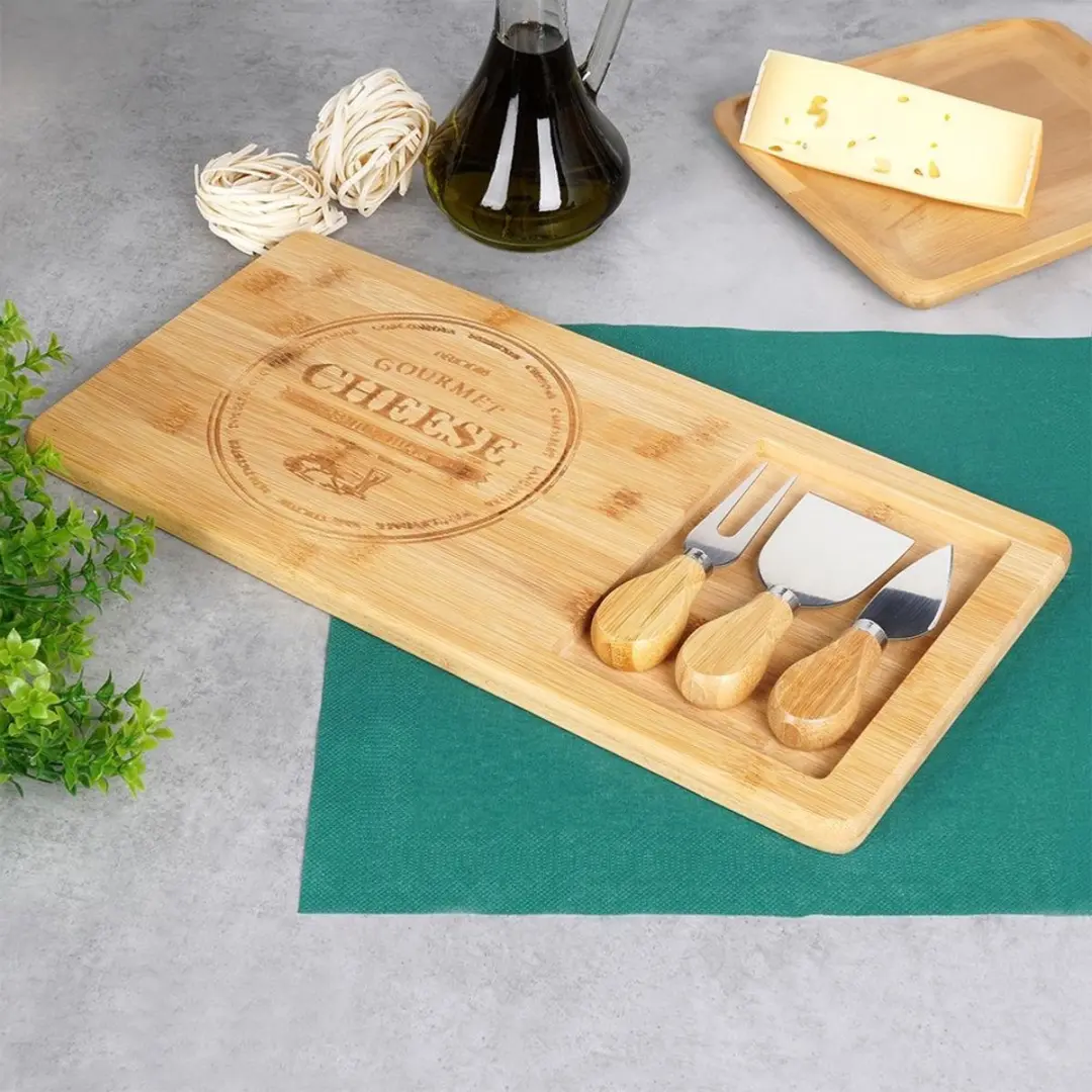 TakeTokio Bamboe Kaasplank 18cm - 4-delig met messen
