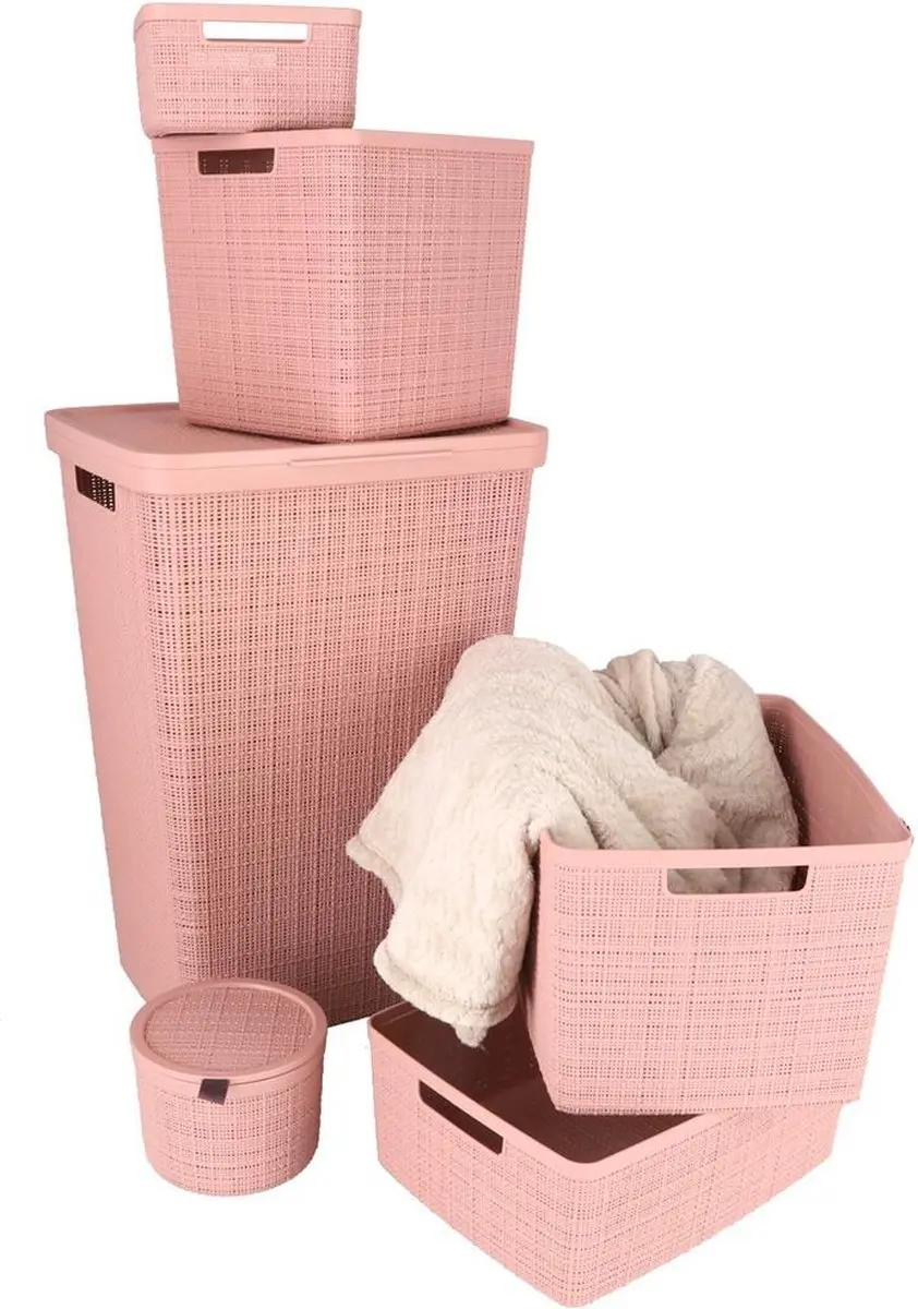 Curver Jute Opbergmand M - 12L - Roze - afbeelding 6 van 6