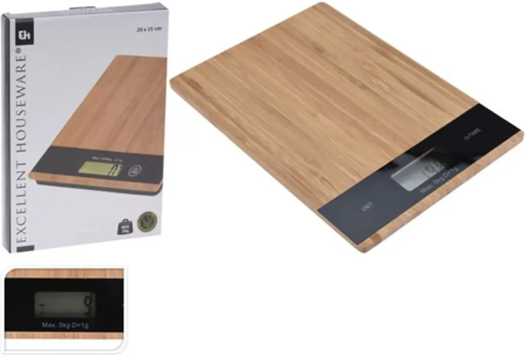 Excellent Houseware Digitale Keukenweegschaal 5kg - Bamboe - afbeelding 5 van 6