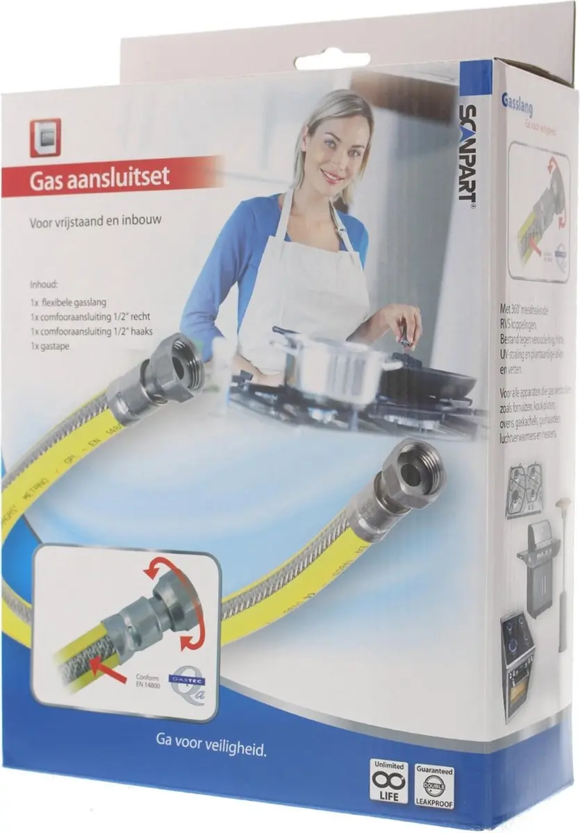 Scanpart Gasslang Aansluitset 75cm - Flexibel RVS - 4 Stuks