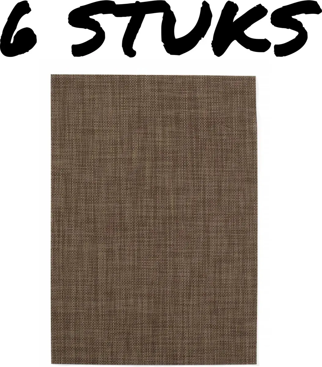 Hendi Set van 6 Bruine Placemats - Geweven PVC 450x300mm
