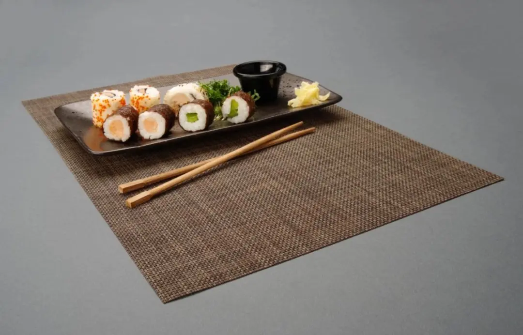 Hendi Set van 6 Bruine Placemats - Geweven PVC 450x300mm