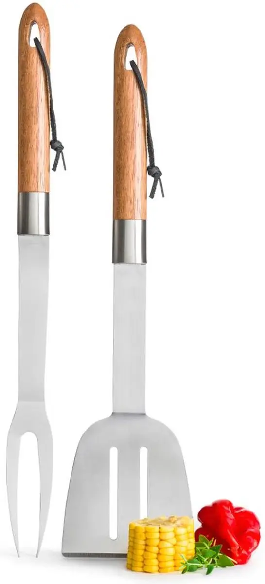 Sagaform BBQ Set 2-delig - RVS - Hout