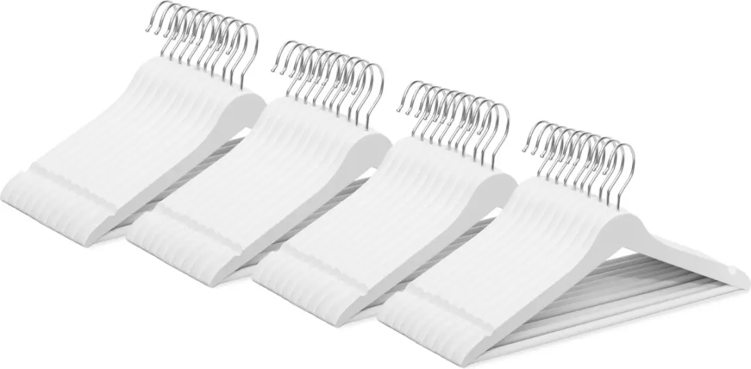 Wicotex Houten Kledinghanger - 40 Stuks - Wit