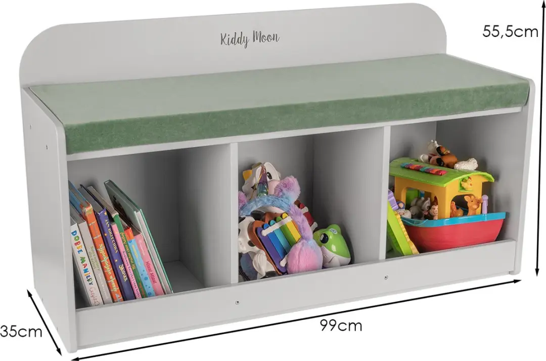 KiddyMoon Sitzbank met Opbergruimte - 150L - Grijs/Pink