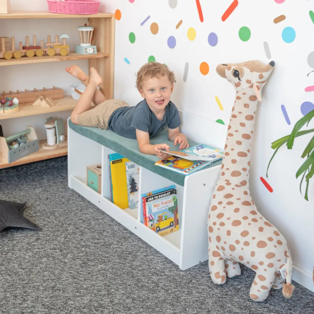 KiddyMoon Sitzbank met Opbergruimte - 150L - Grijs/Pink