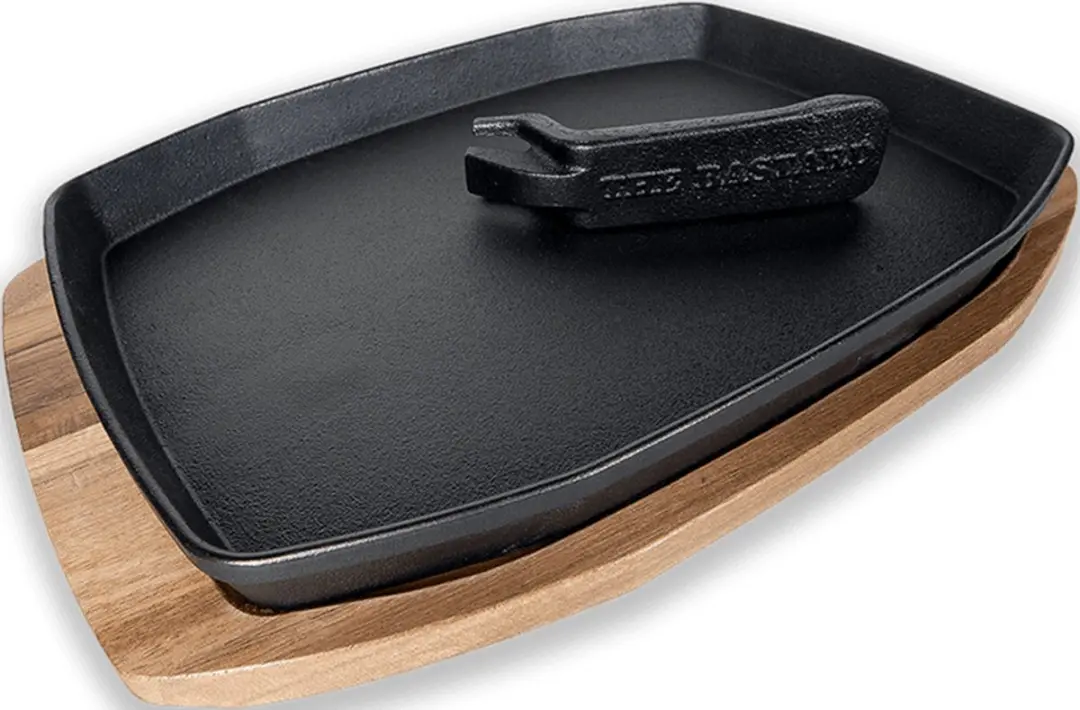 The Bastard Sizzling Plate & Holder 24x32cm - Zwart