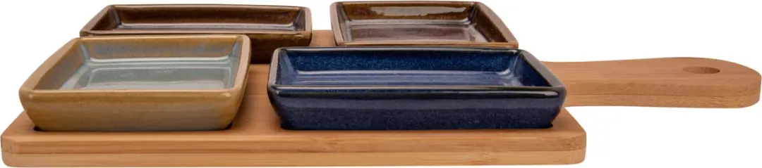 Cosy&Trendy Bamboe Serveerplank Set - 2 Stuks 29x20cm - 8 Schaaltjes Multi