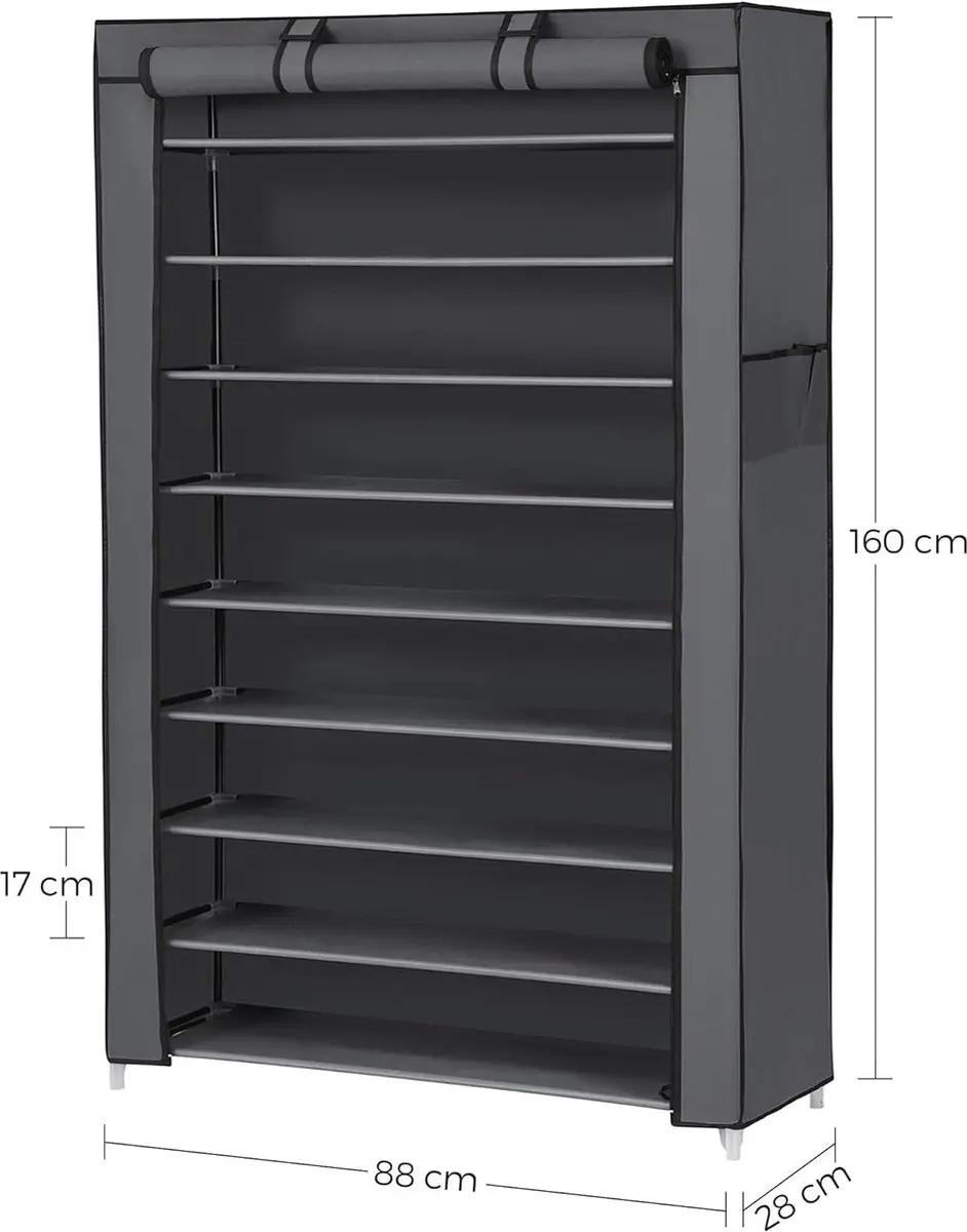 Songmics Schoenenrek 9 Vakken - 28x85x162cm