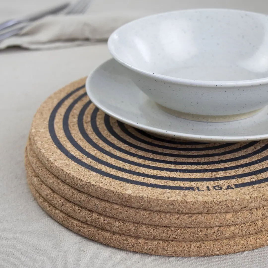 Liga Orbit Placemat Set - 4 Stuks Ø25cm - Kurk Beige