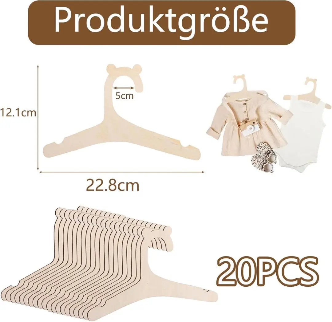 ECTEATOY YXP-160 Kledinghangers - 20 Stuks - Houtkleur