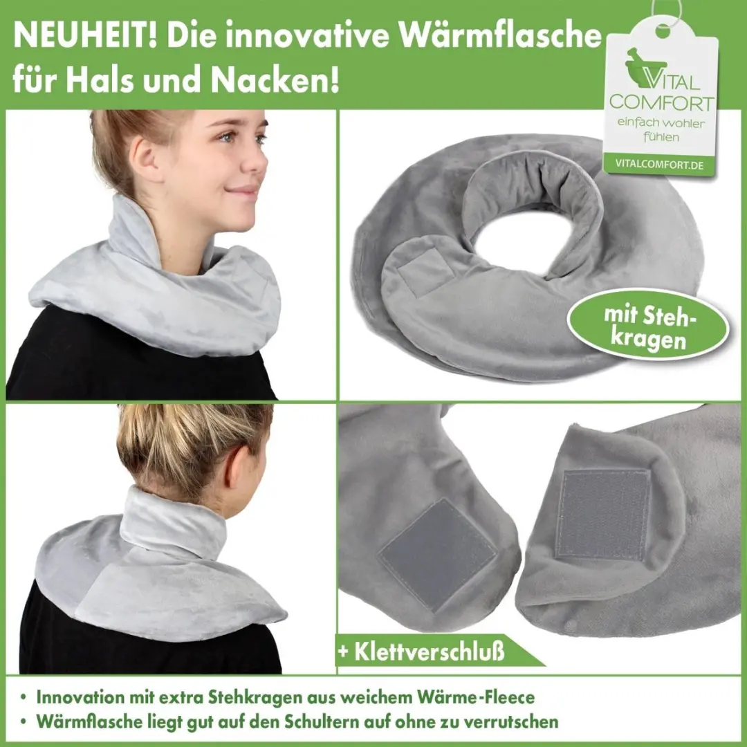Nekwarme kruik met nekfleece, grijs