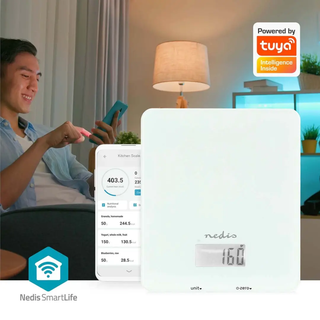 Nedis SmartLife KASC800WTW Keukenweegschaal - Voedingsanalyse - Wit - afbeelding 3 van 6