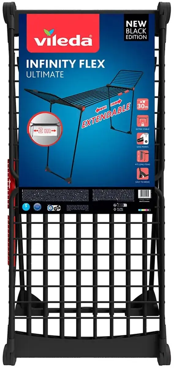 Vileda Infinity Flex Ultimate Droogrek 30m - Zwart