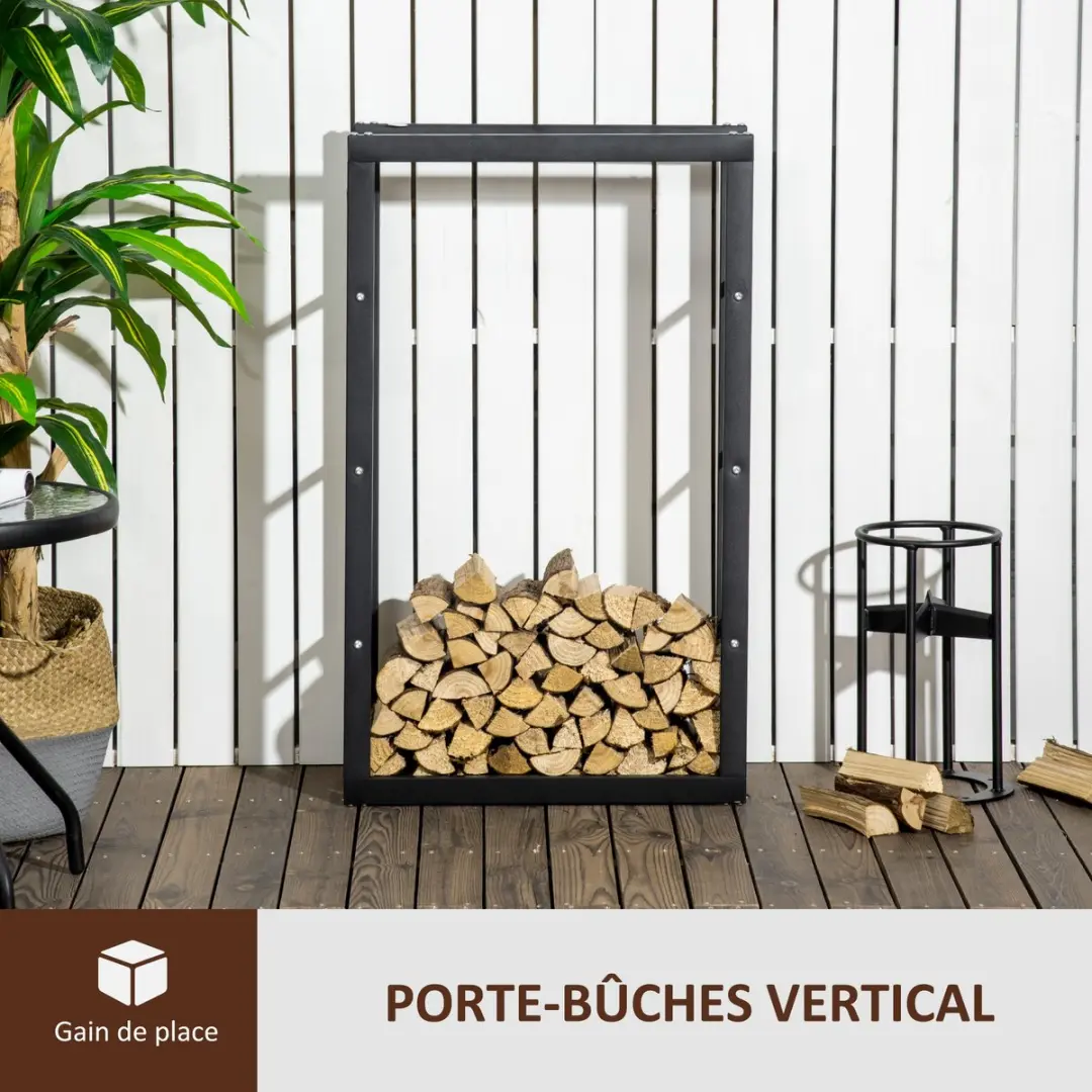 Homcom Haardhoutrek Metaal 60x25x100cm - Zwart